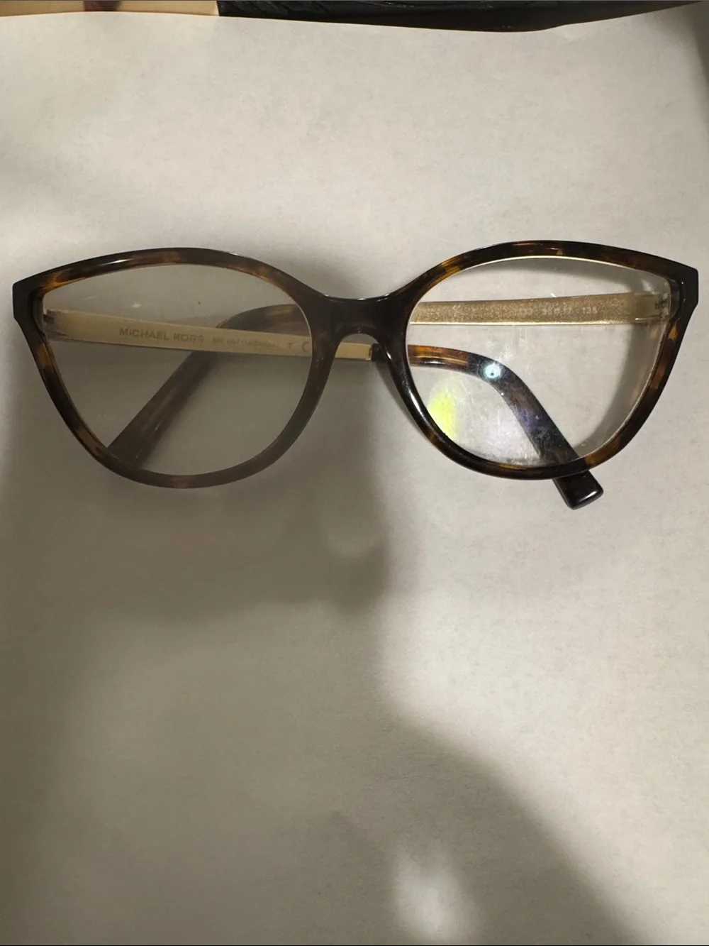 Michael Kors Tortoiseshell Cat Eye Glasses with Gold Temples